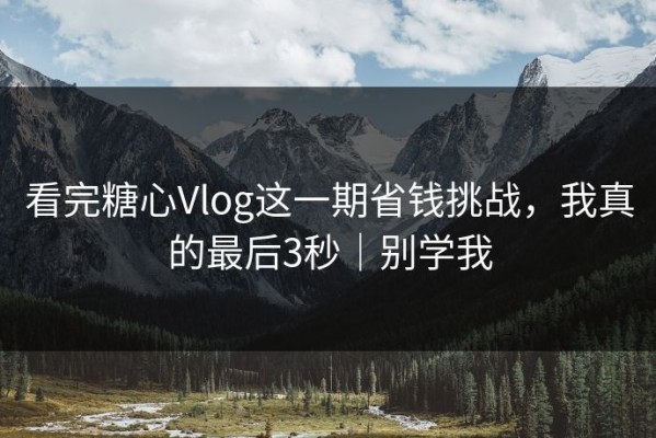 看完糖心Vlog这一期省钱挑战，我真的最后3秒｜别学我