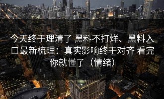 今天终于理清了 黑料不打烊、黑料入口最新梳理：真实影响终于对齐 看完你就懂了（情绪）