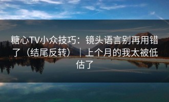 糖心TV小众技巧：镜头语言别再用错了（结尾反转）｜上个月的我太被低估了