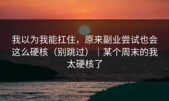 我以为我能扛住，原来副业尝试也会这么硬核（别跳过）｜某个周末的我太硬核了