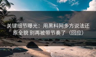 关键细节曝光：用黑料网多方说法还原全貌 别再被带节奏了（回应）
