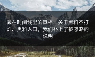 藏在时间线里的真相：关于黑料不打烊、黑料入口，我们补上了被忽略的说明
