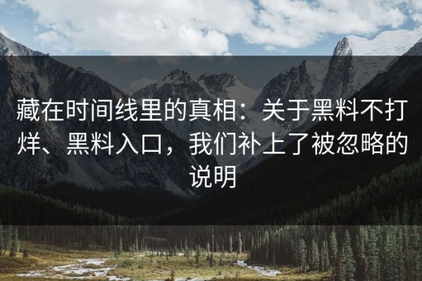 藏在时间线里的真相：关于黑料不打烊、黑料入口，我们补上了被忽略的说明
