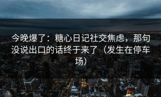 今晚爆了：糖心日记社交焦虑，那句没说出口的话终于来了（发生在停车场）