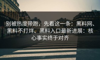 别被热度带跑，先看这一条：黑料网、黑料不打烊、黑料入口最新进展：核心事实终于对齐