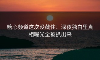 糖心频道这次没藏住：深夜独白里真相曝光全被扒出来