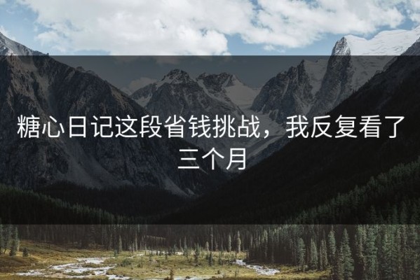 糖心日记这段省钱挑战，我反复看了三个月