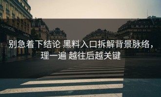 别急着下结论 黑料入口拆解背景脉络，理一遍 越往后越关键