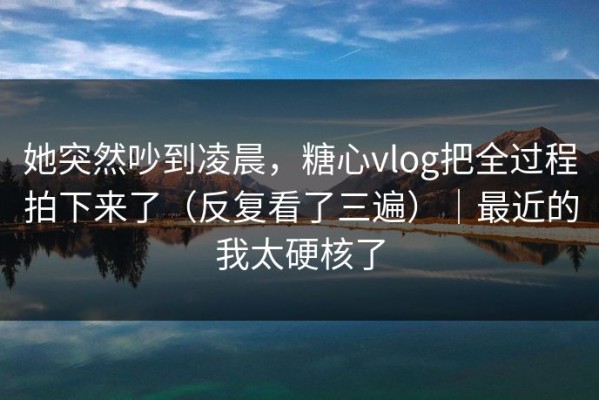 她突然吵到凌晨，糖心vlog把全过程拍下来了（反复看了三遍）｜最近的我太硬核了