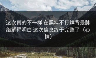 这次真的不一样 在黑料不打烊背景脉络解释明白 这次信息终于完整了（心情）