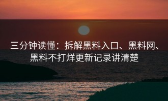 三分钟读懂：拆解黑料入口、黑料网、黑料不打烊更新记录讲清楚