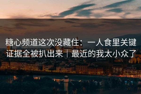 糖心频道这次没藏住：一人食里关键证据全被扒出来｜最近的我太小众了