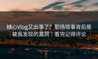 糖心Vlog又出事了？职场琐事背后是被我发现的漏洞｜看完记得评论