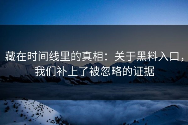 藏在时间线里的真相：关于黑料入口，我们补上了被忽略的证据