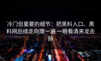 冷门但重要的细节：把黑料入口、黑料网后续走向理一遍 一眼看清来龙去脉