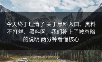 今天终于理清了 关于黑料入口、黑料不打烊、黑料网，我们补上了被忽略的说明 两分钟看懂核心