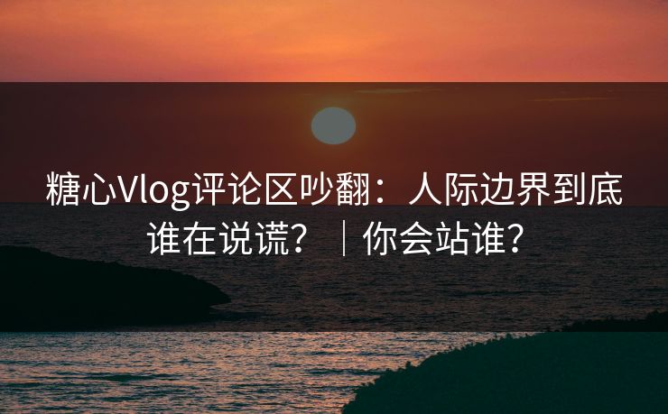 糖心Vlog评论区吵翻：人际边界到底谁在说谎？｜你会站谁？