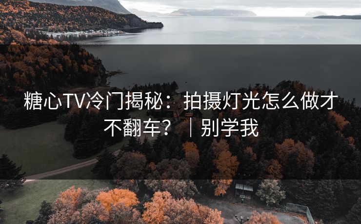 糖心TV冷门揭秘：拍摄灯光怎么做才不翻车？｜别学我