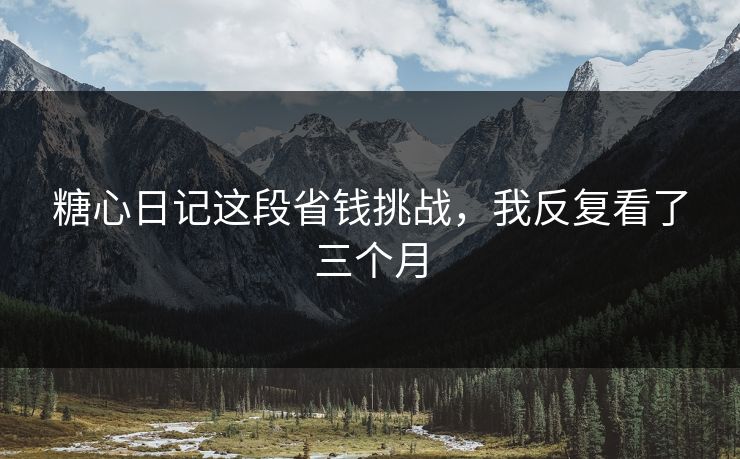 糖心日记这段省钱挑战，我反复看了三个月