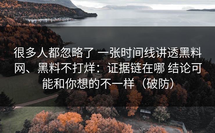 很多人都忽略了 一张时间线讲透黑料网、黑料不打烊：证据链在哪 结论可能和你想的不一样（破防）