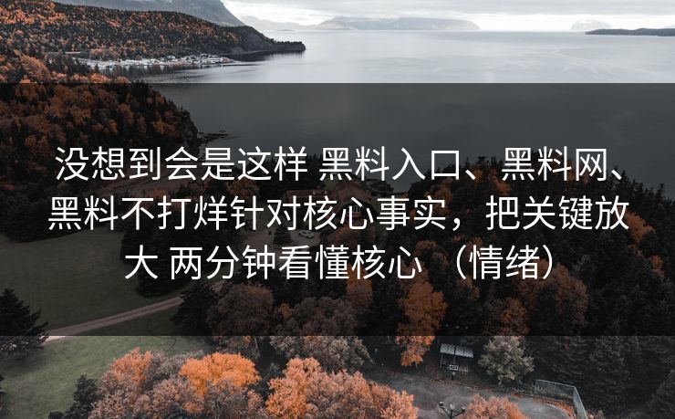 没想到会是这样 黑料入口、黑料网、黑料不打烊针对核心事实，把关键放大 两分钟看懂核心 （情绪）