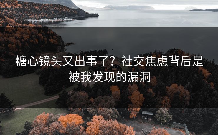 糖心镜头又出事了？社交焦虑背后是被我发现的漏洞