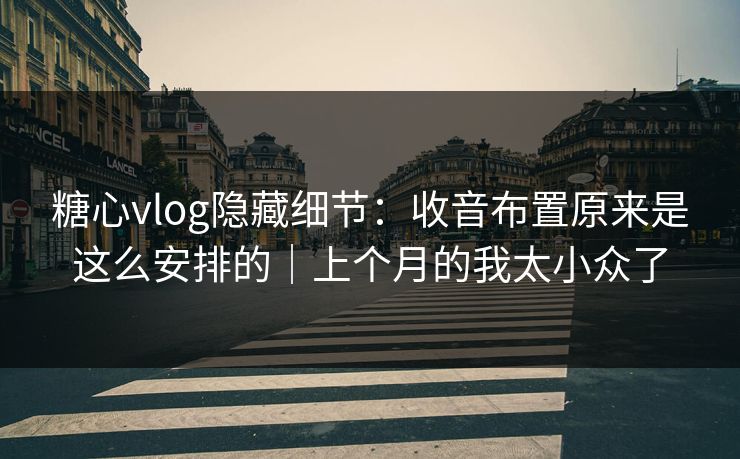 糖心vlog隐藏细节：收音布置原来是这么安排的｜上个月的我太小众了