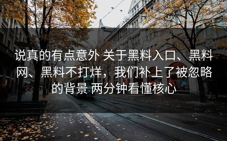 说真的有点意外 关于黑料入口、黑料网、黑料不打烊，我们补上了被忽略的背景 两分钟看懂核心